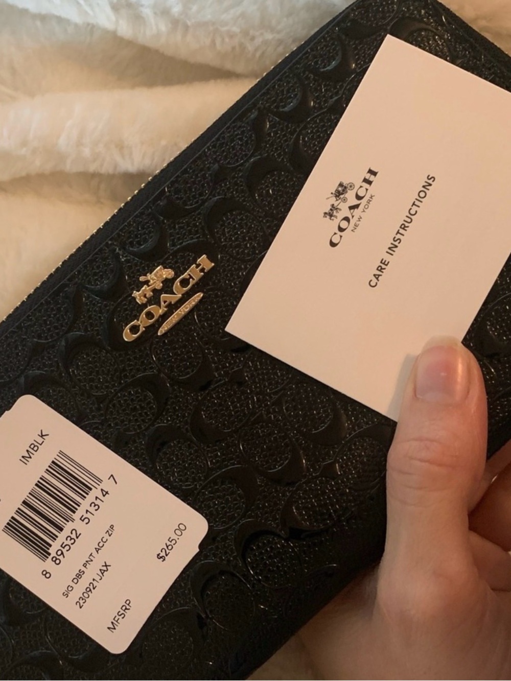 NWT Coach Black Signature Zip Around Wallet with Gold Logo